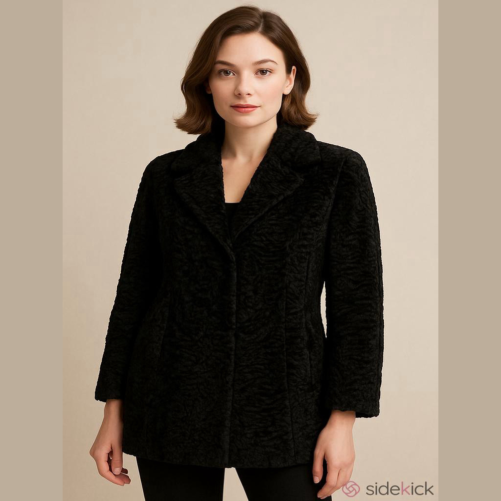 Vintage 1940s Black Persian Lamb (Astrakhan) Fur Coat – Silk Lined M/L